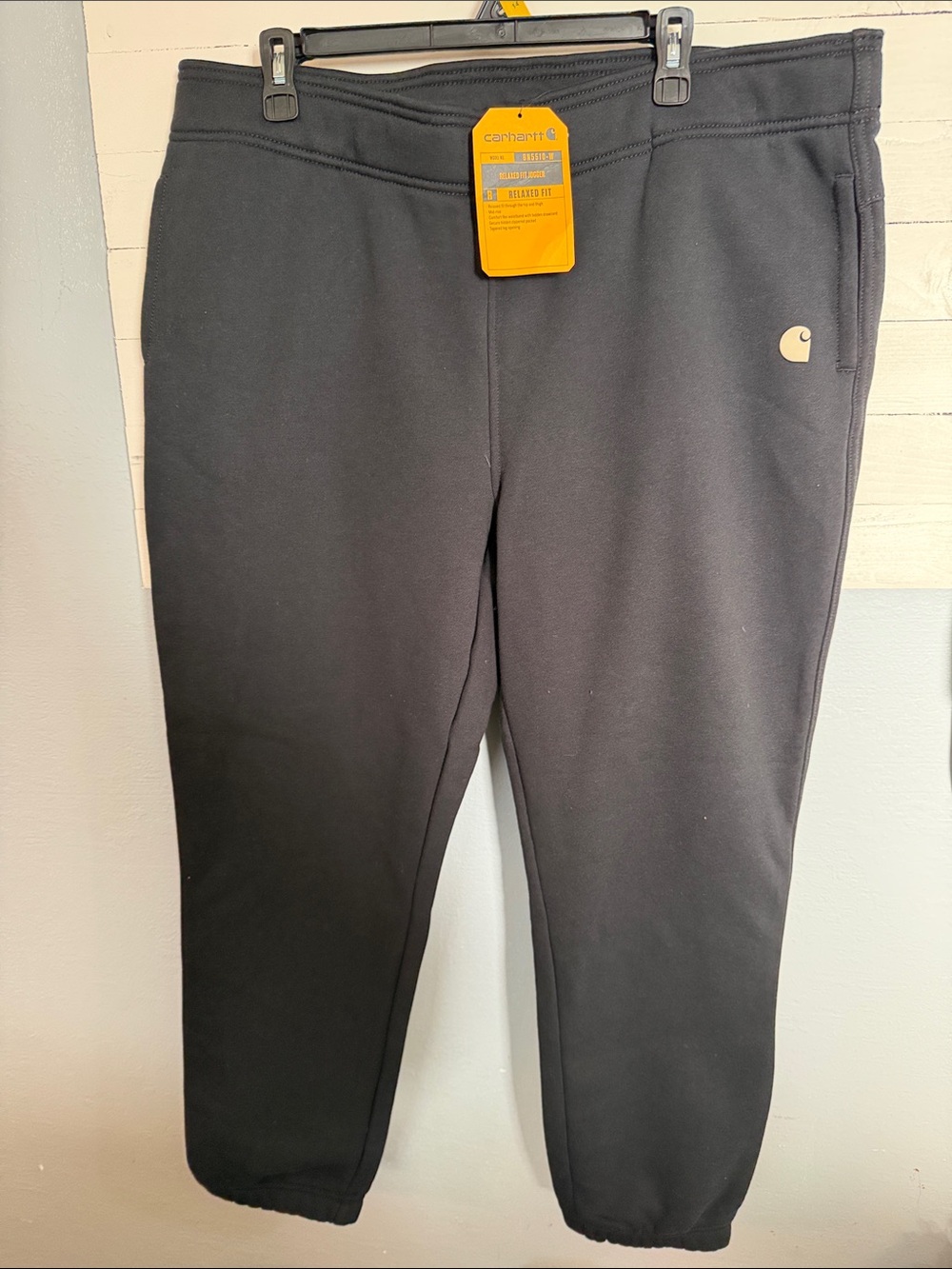 Carhartt Womens Black Fleece Joggers with Logo
